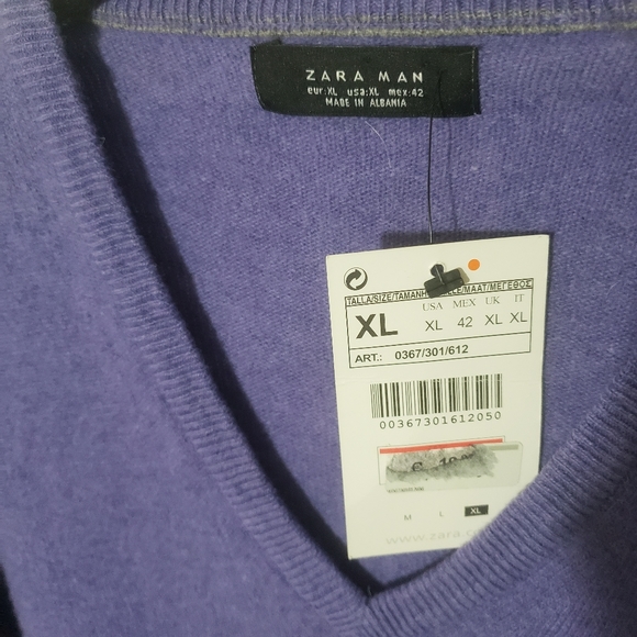 Zara Mens Wool Purple Sweater XL - Picture 3 of 5